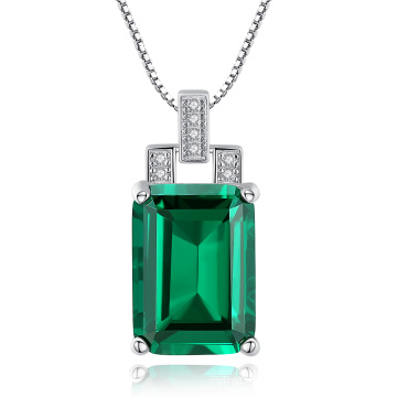 Rectangle Green Topaz Pendant 925 Sterling Silver Pendant Necklace Jewelry